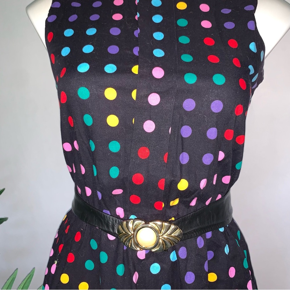 v i n t a g e :: Whimsical Polka Dot Swing Midi Dress - Picture 10 of 12